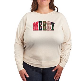 Plus Size Merry Holiday PatternsFrench Terry Long Sleeve Tee