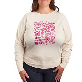 Plus Size Breast Cancer Awareness French Terry Long Sleeve Tee