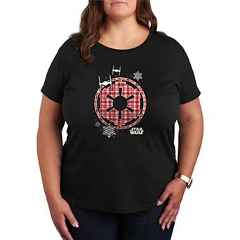 Plus Size Star Wars Holiday Plaid Empire Icon Graphic Tee