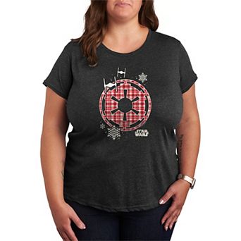 Plus Size Star Wars Holiday Plaid Empire Icon Graphic Tee
