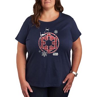 Plus Size Star Wars Holiday Plaid Empire Icon Graphic Tee