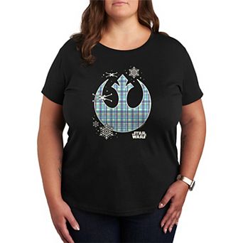 Plus Size Star Wars Holiday Plaid Rebel Icon Graphic Tee