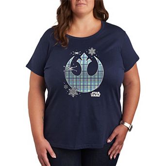 Plus Size Star Wars Holiday Plaid Rebel Icon Graphic Tee