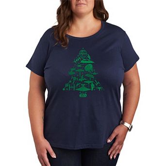 Plus Size Star Wars Ships Christmas Tree Silhouette Graphic Tee