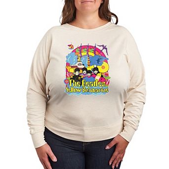 Plus Size The Beatles Vintage Distressed French Terry Long Sleeve Tee