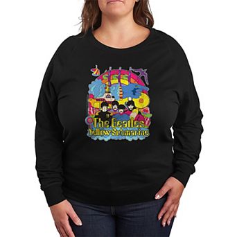 Plus Size The Beatles Vintage Distressed French Terry Long Sleeve Tee