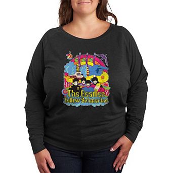 Plus Size The Beatles Vintage Distressed French Terry Long Sleeve Tee