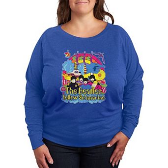 Plus Size The Beatles Vintage Distressed French Terry Long Sleeve Tee