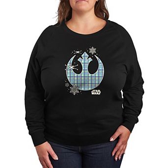 Plus Size Star Wars Holiday Plaid Rebel Icon French Terry Long Sleeve Tee