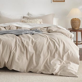 Bedsure Washed Cotton Duvet Cover Set with Pillowcases