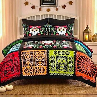Greenland Home Fashions Day of the Dead Quilt Set