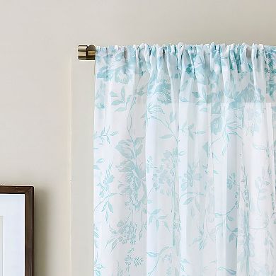 Martha Stewart Etched Floral 2-Piece Window Curtain Panel Set