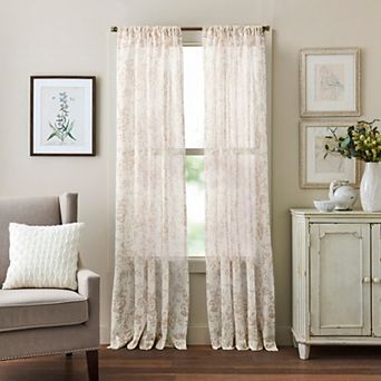 Martha Stewart Etched Floral 2 pc Window Curtain Panel Set