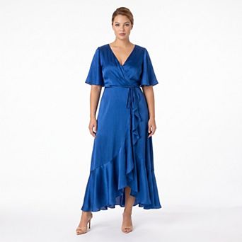 Plus Size Taylor Soft & Satin Maxi Wrap Dress