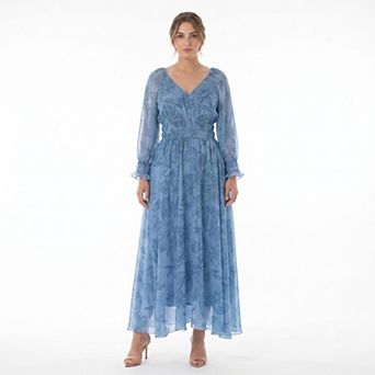 Plus Size Taylor Soft Floral Drape Maxi Dress