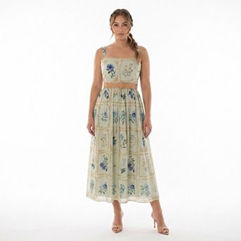 Plus Size Taylor Flowy Belted Midi Floral Dress