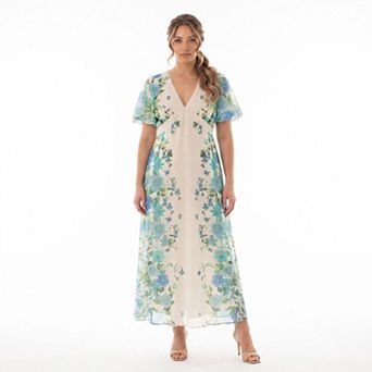 Plus Size Taylor V-Neck Floral Empire Maxi Dress