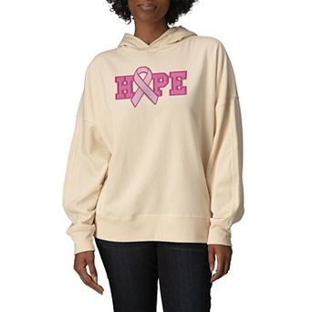 Women's Hope Breast Cancer Ribbon Oversized Fleece Hoodie Sweatshirt