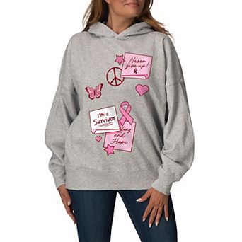 Women's Breast Cancer Awareness Inspirational Oversized Fleece Hoodie Sweatshirt