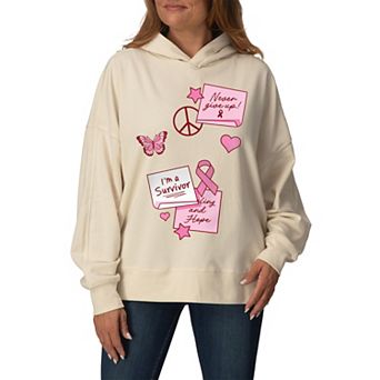 Women's Breast Cancer Awareness Inspirational Oversized Fleece Hoodie Sweatshirt