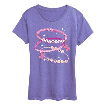 Women's Breast Cancer Awareness Charm Bracelet Graphic Tee