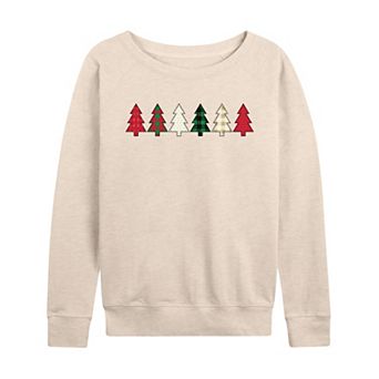 Women's Christmas Tree Patterns French Terry Long Sleeve Tee