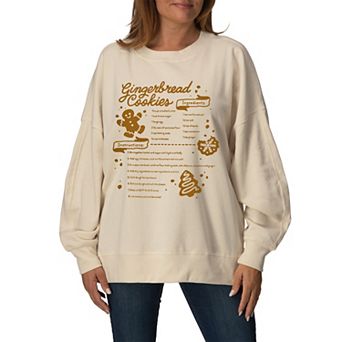 Women's Gingerbread Cookies Oversized Fleece Crew Sweatshirt