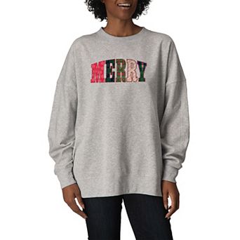 Women's Merry Holiday Patterns Oversized Fleece Crew Sweatshirt