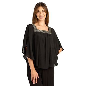 Women's AB Studio Embellished Square Neck Popover Top