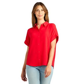 Women's AB Studio Cuffed Dolman Sleeve Blouse