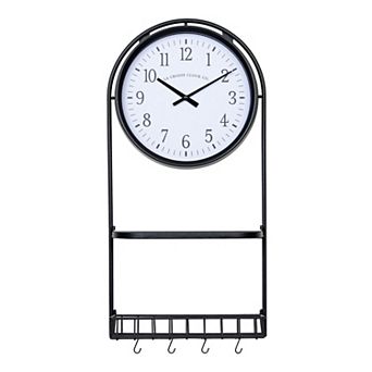 La Crosse Technology Metal Wall Clock with Basket & Shelf