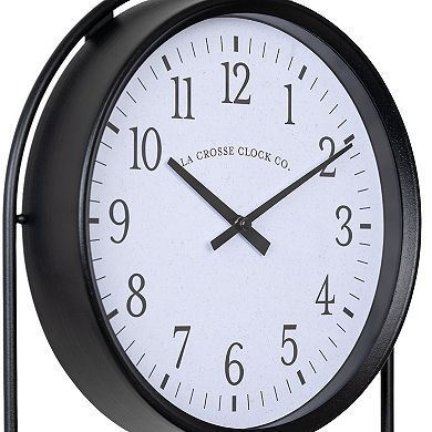 La Crosse Technology Metal Wall Clock with Basket & Shelf