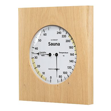 La Crosse Technology Natural Oak Wood Framed Analog Sauna Thermometer & Hygrometer