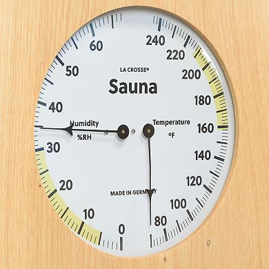 La Crosse Technology Natural Oak Wood Framed Analog Sauna Thermometer & Hygrometer
