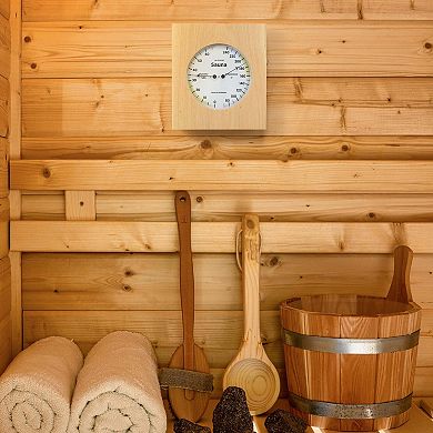 La Crosse Technology Natural Oak Wood Framed Analog Sauna Thermometer & Hygrometer