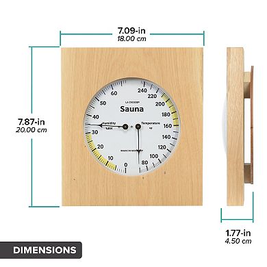 La Crosse Technology Natural Oak Wood Framed Analog Sauna Thermometer & Hygrometer