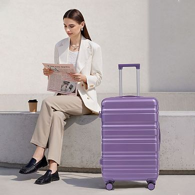 BAOURE 3-Piece Hardside Spinner Luggage Set with Telescopic Handles and Combination Locks