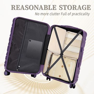BAOURE 3-Piece Hardside Spinner Luggage Set with Telescopic Handles and Combination Locks