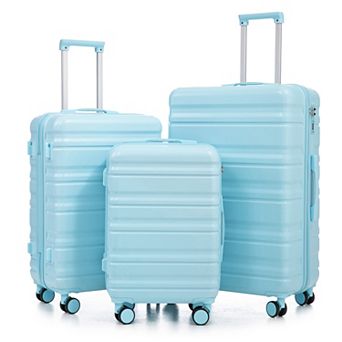 BAOURE 3 pc Hardside Spinner Luggage Set with Telescopic Handles and Combination Locks