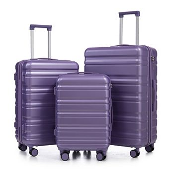 BAOURE 3 pc Hardside Spinner Luggage Set with Telescopic Handles and Combination Locks