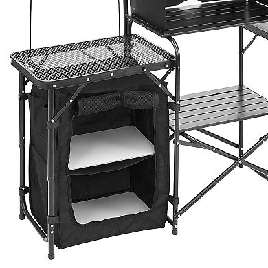 Portable Outdoor Camping Kitchen Table Aluminum with Storage