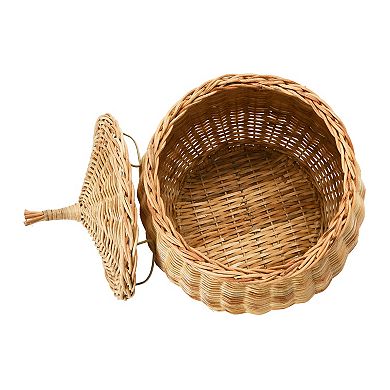 Hello Honey Hand-Woven Wicker Basket Storage with Lids, Natural, Set of 2