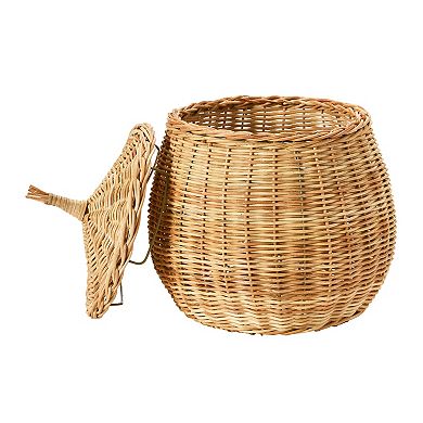 Hello Honey Hand-Woven Wicker Basket Storage with Lids, Natural, Set of 2