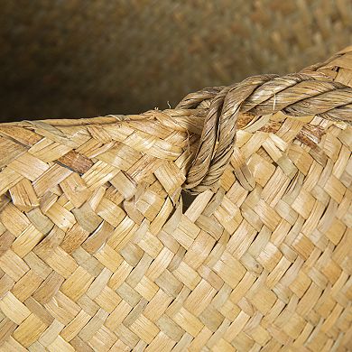Hello Honey Round Seagrass Storage Baskets with Handles, Natural, Set of 2