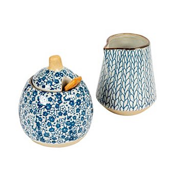 Hello Honey Hand-Painted Stoneware Sugar and Creamer (Set of 2 Pieces)