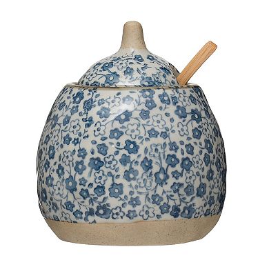 Hello Honey Hand-Painted Stoneware Sugar and Creamer (Set of 2 Pieces)