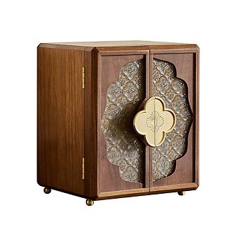 5-Layer Double Door Jewelry Box Velvet Lining, Gold Handle, Magnetic Closure