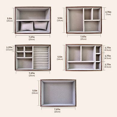 5-Layer Double Door Jewelry Box Velvet Lining, Gold Handle, Magnetic Closure