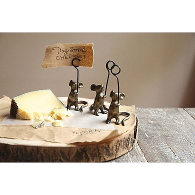 Hello Honey Cast Iron Mouse Card Holders with Distressed Finish, Set of 6