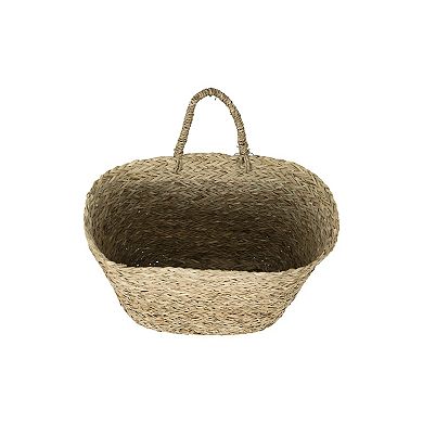 Hello Honey Handwoven Seagrass Wall Mount Baskets with Handles, Natural, Set of 2